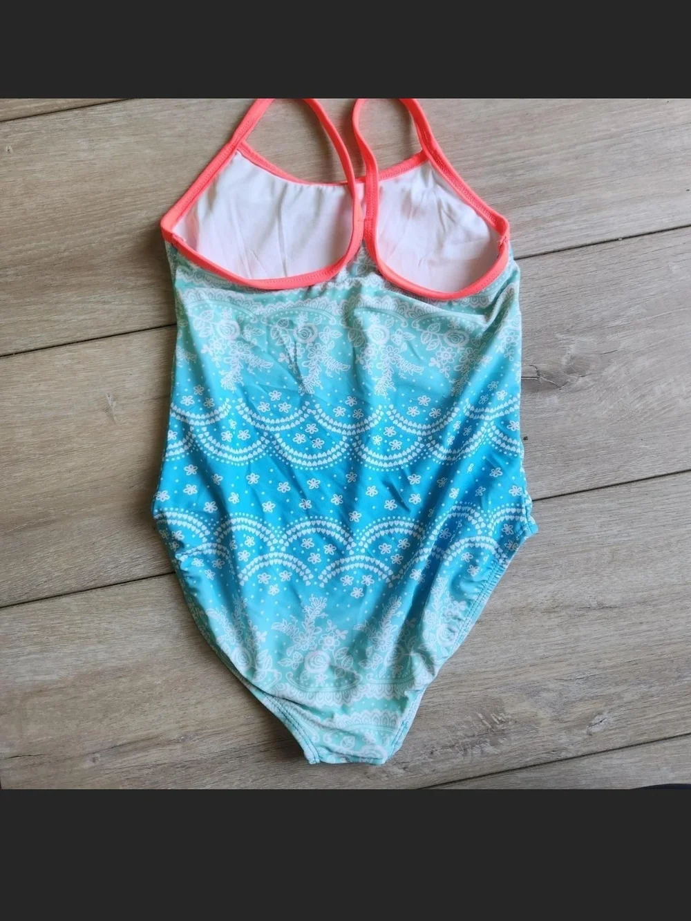 OP Girls Blue Ombre One-Piece Swimsuit with Pink Trim